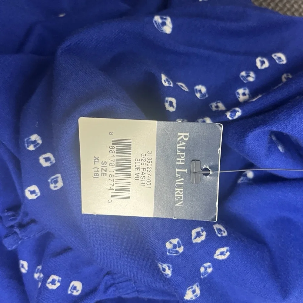 Ralph Lauren Girls Dress Blue Top Green Bottom Tie Dye Racer Bk Sz‎ XL (16) NWT